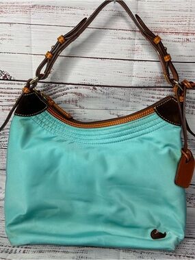 Dooney & Bourke Nylon Erica Hobo Shoulder Bag Teal/Aqua Large Bag